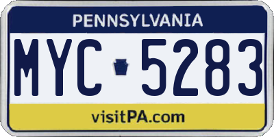 PA license plate MYC5283
