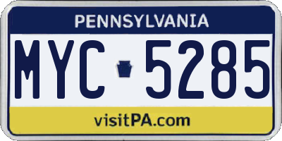PA license plate MYC5285
