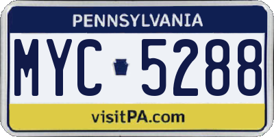 PA license plate MYC5288