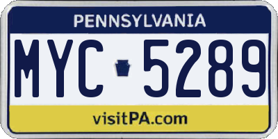 PA license plate MYC5289