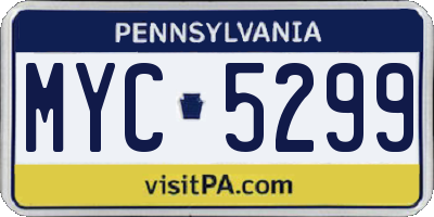 PA license plate MYC5299