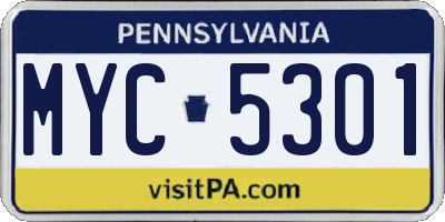PA license plate MYC5301