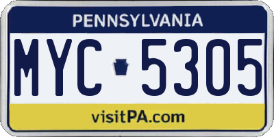 PA license plate MYC5305