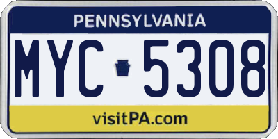 PA license plate MYC5308