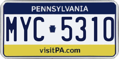 PA license plate MYC5310