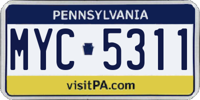PA license plate MYC5311