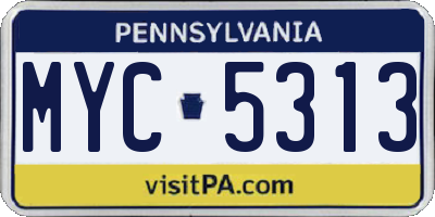 PA license plate MYC5313