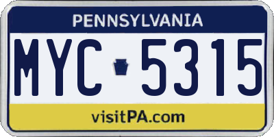 PA license plate MYC5315