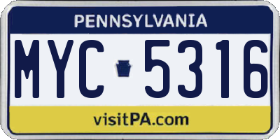 PA license plate MYC5316