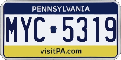PA license plate MYC5319