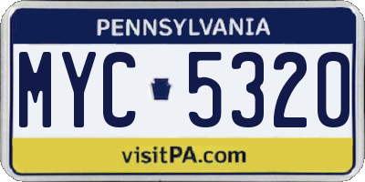 PA license plate MYC5320