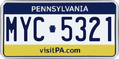 PA license plate MYC5321