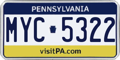 PA license plate MYC5322