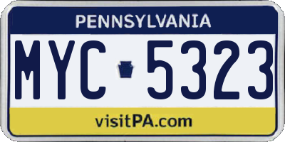 PA license plate MYC5323