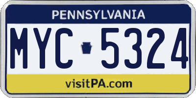PA license plate MYC5324
