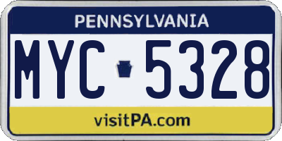 PA license plate MYC5328