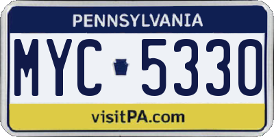 PA license plate MYC5330