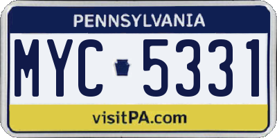 PA license plate MYC5331