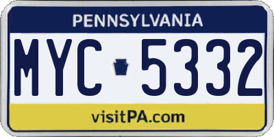 PA license plate MYC5332