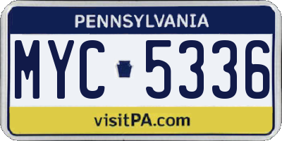 PA license plate MYC5336