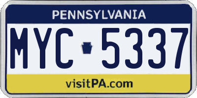 PA license plate MYC5337