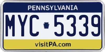 PA license plate MYC5339