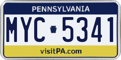 PA license plate MYC5341