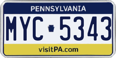 PA license plate MYC5343