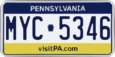 PA license plate MYC5346