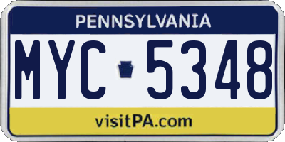 PA license plate MYC5348