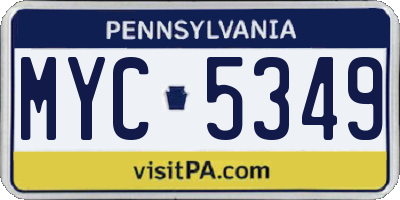 PA license plate MYC5349
