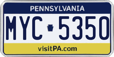 PA license plate MYC5350