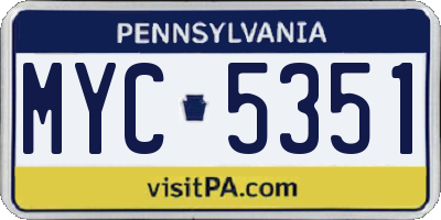 PA license plate MYC5351