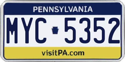 PA license plate MYC5352