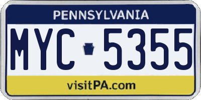 PA license plate MYC5355