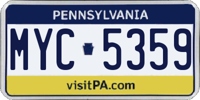 PA license plate MYC5359