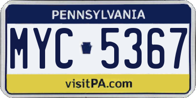 PA license plate MYC5367