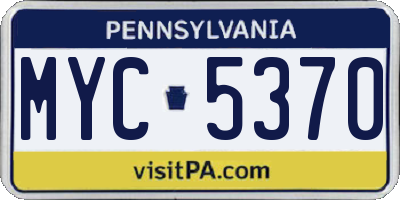 PA license plate MYC5370