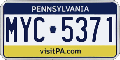 PA license plate MYC5371