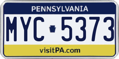 PA license plate MYC5373