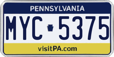 PA license plate MYC5375