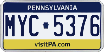 PA license plate MYC5376