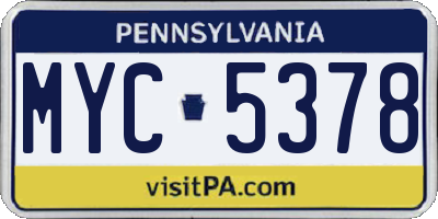 PA license plate MYC5378