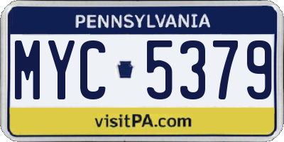 PA license plate MYC5379