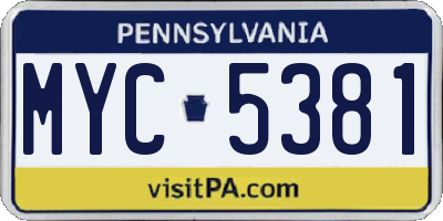 PA license plate MYC5381