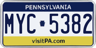 PA license plate MYC5382