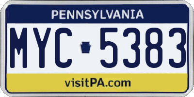 PA license plate MYC5383