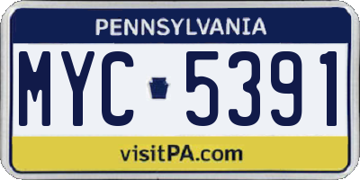 PA license plate MYC5391