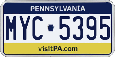 PA license plate MYC5395