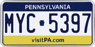 PA license plate MYC5397